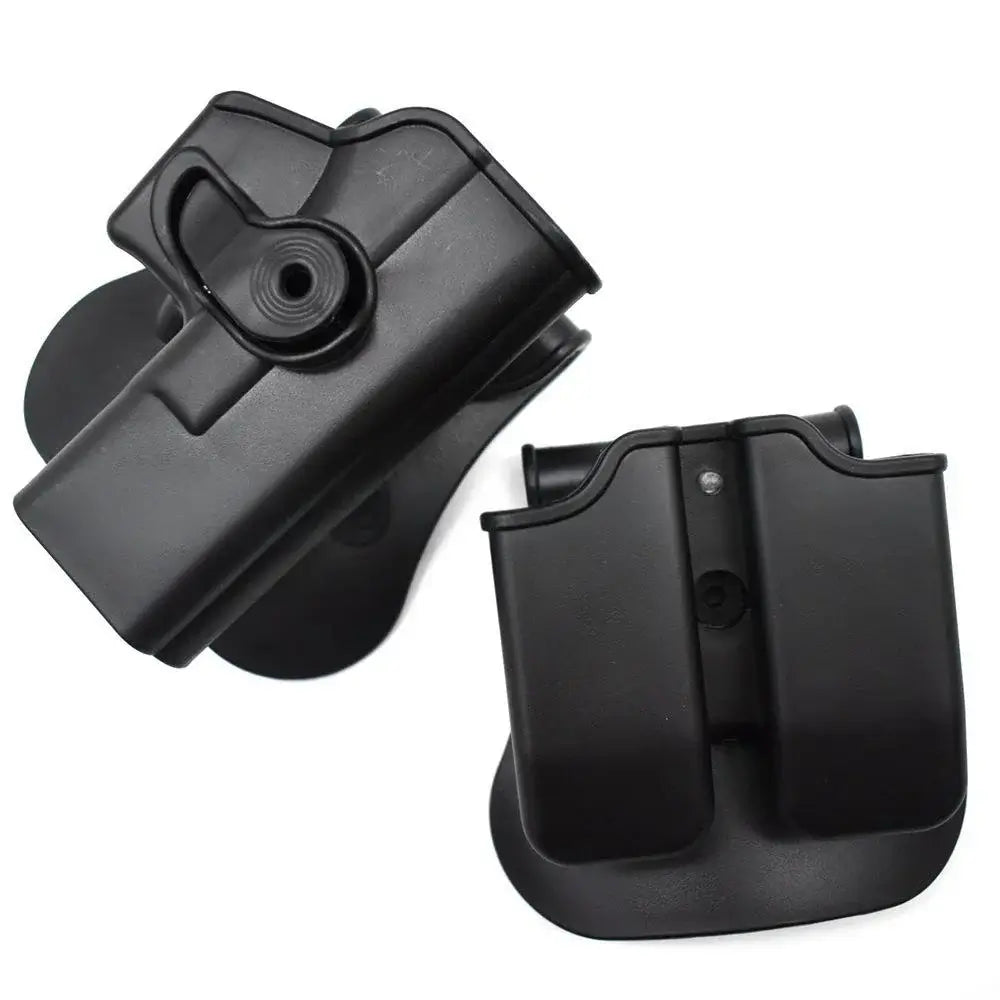 G17 M1911 M92 Retention Tactical Pistol Holster with Double Mag Pouch-m416gelblaster-g17-black-m416gelblaster