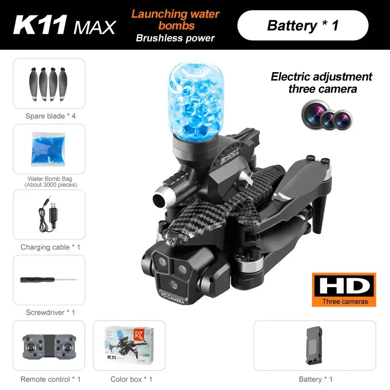 K11 Max Brushless 3 HD Cameras Remote Control Gel Blaster Drone-m416gelblaster-carbon fiber-1 battery-m416gelblaster