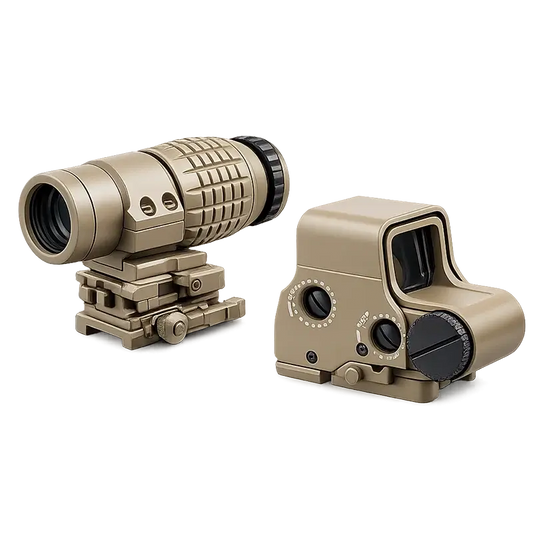 Plastic 558 Holographic Sight + 3x Flip Up Magnifier Optics Combo-m416gelblaster-tan-m416gelblaster