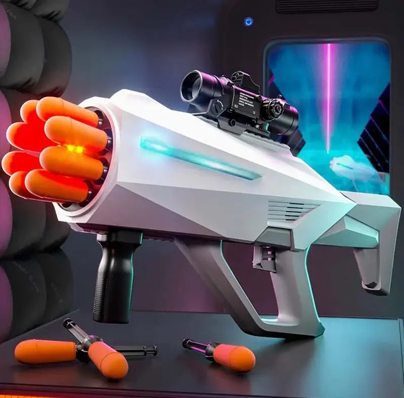 Cyberpunk 8-Shot Rocket Launcher with Mist Smoke & LED Effects-m416gelblaster-white-m416gelblaster