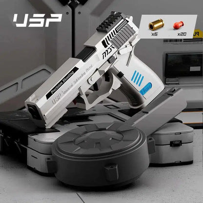 USP Semi-Auto Shell Ejecting Blaster Soft Bullet Toy Gun-m416gelblaster-white with drum-m416gelblaster