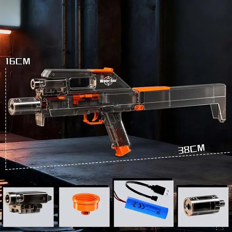 Electric Transparent FMG9 Foldable Water Gun-m416gelblaster-black-m416gelblaster