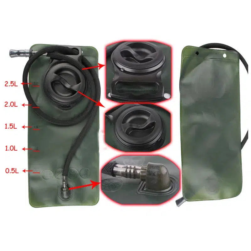 2.5L Tactical Water Bags Hiking Hydration Bladders Pouch W/ Switch Head TPUCamping Hunting BD2004 Portable-bag-Biu Blaster-Uenel