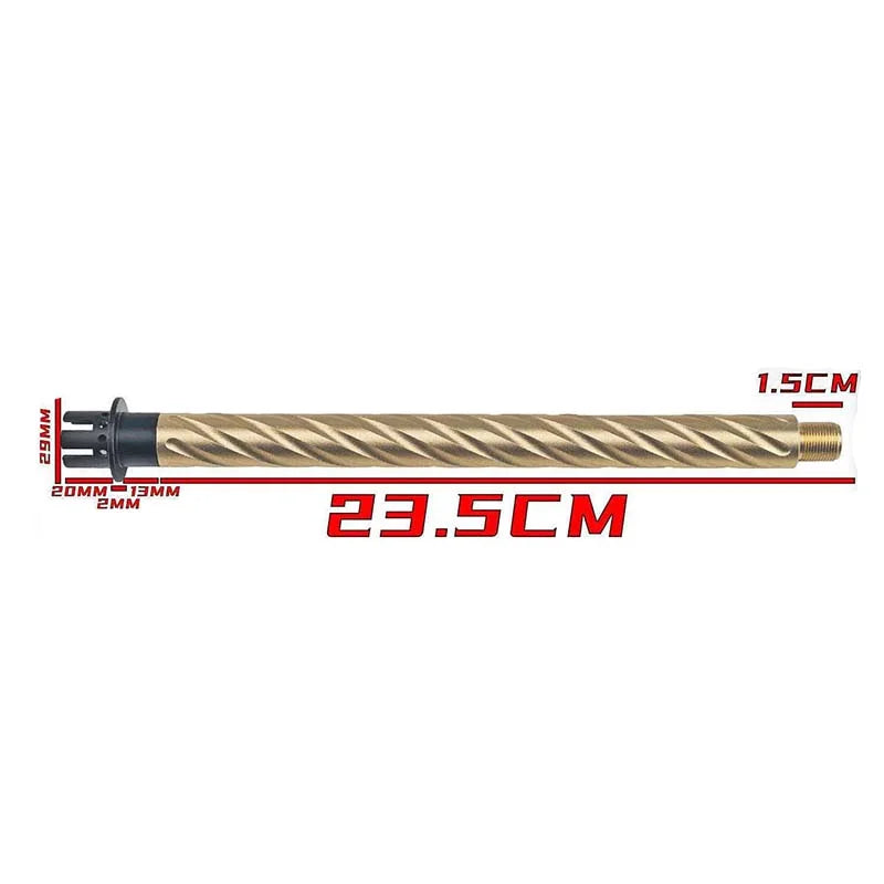 14mm CCW Threaded Spiral Metal Outer Barrel with Adapter-m416gelblaster-gold-m416gelblaster