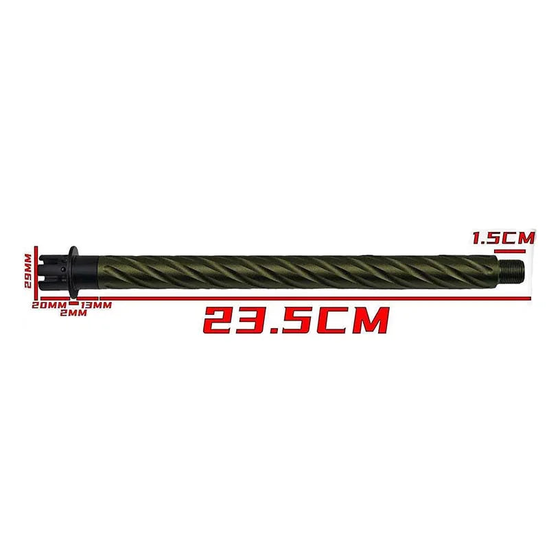 14mm CCW Threaded Spiral Metal Outer Barrel with Adapter-m416gelblaster-green-m416gelblaster