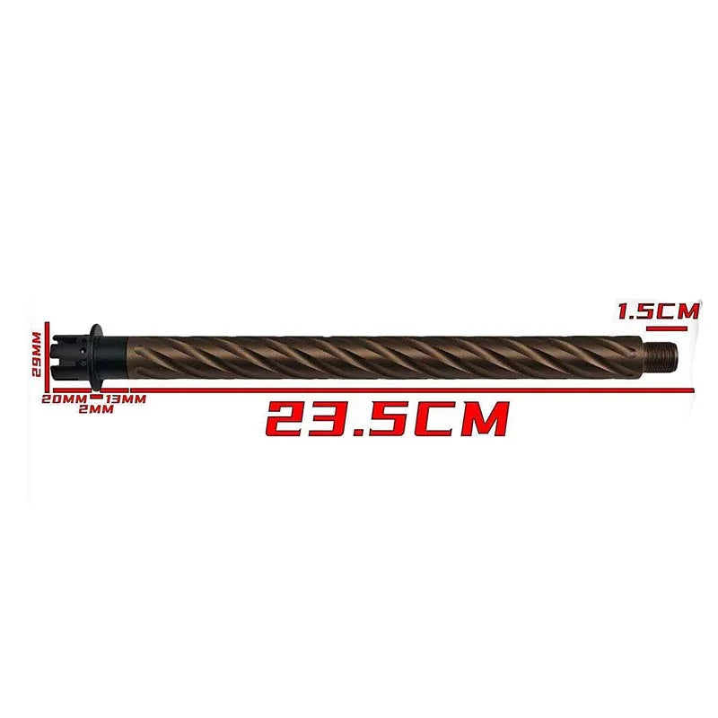 14mm CCW Threaded Spiral Metal Outer Barrel with Adapter-m416gelblaster-brown-m416gelblaster