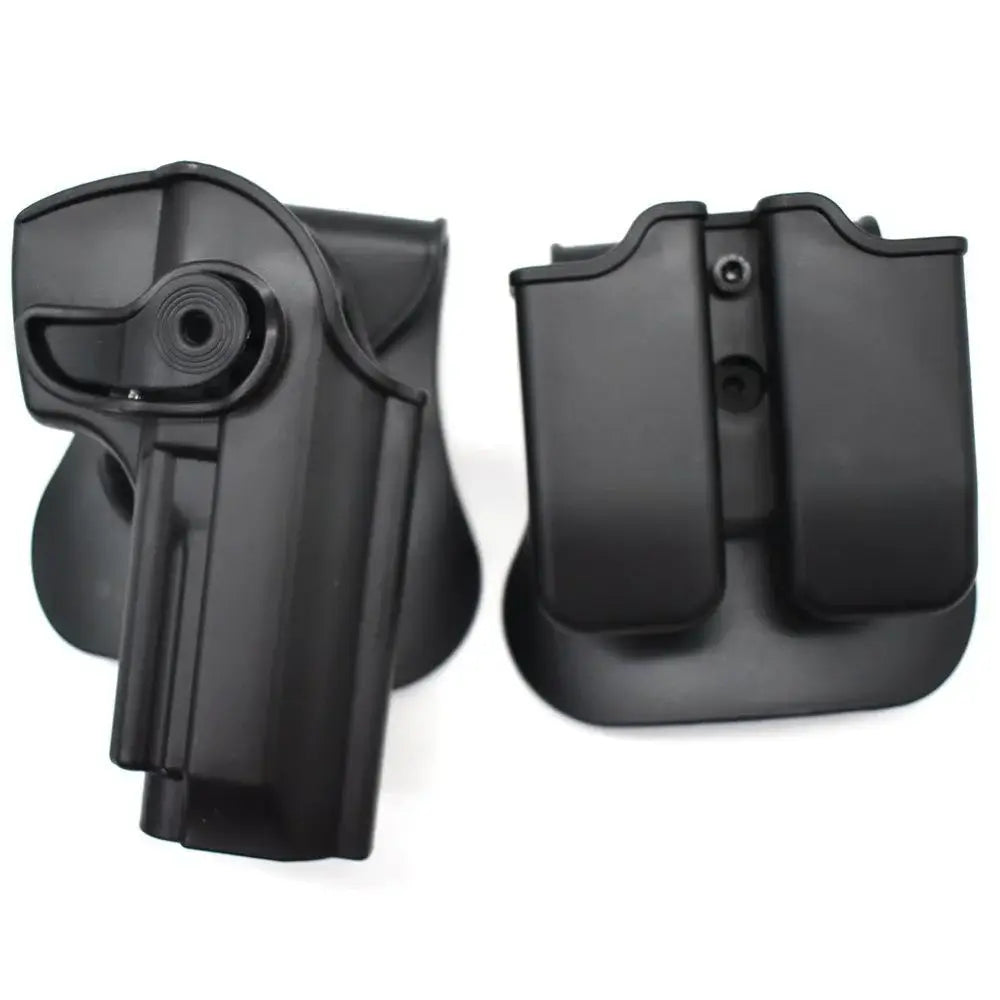 G17 M1911 M92 Retention Tactical Pistol Holster with Double Mag Pouch-m416gelblaster-beretta m92-black-m416gelblaster