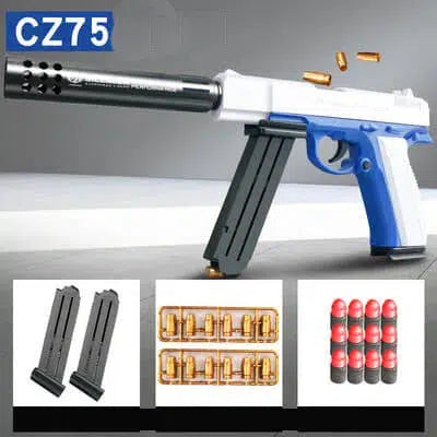 CZ-75 Shell Eject Soft Bullet Foam Blaster-m416gelblaster-blue white-m416gelblaster