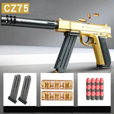 CZ-75 Shell Eject Soft Bullet Foam Blaster-m416gelblaster-gold-m416gelblaster