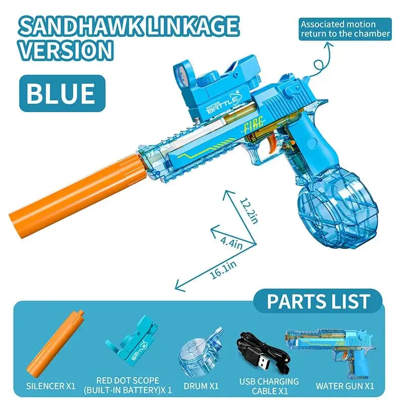 Desert Eagle Manual/Auto Blowback Pistol Water Gun-m416gelblaster-clear blue-m416gelblaster