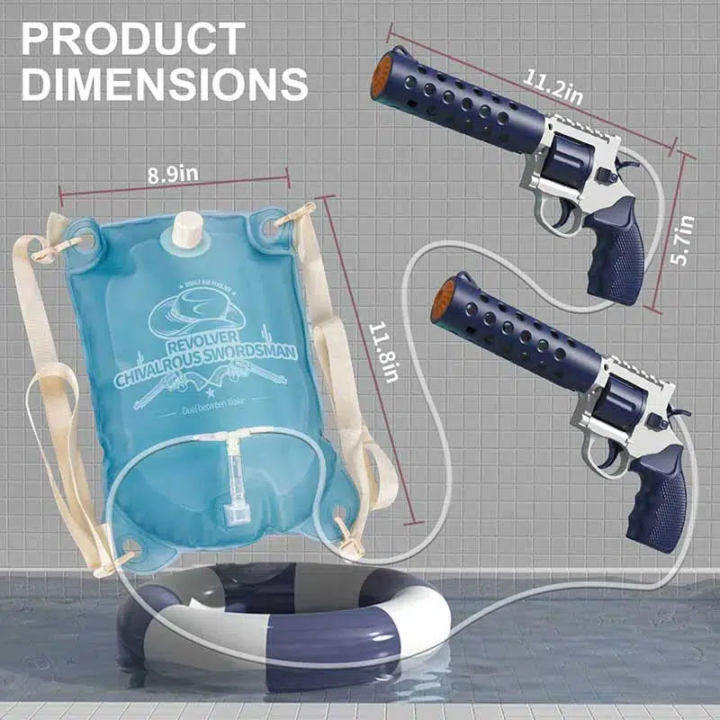 Electric Auto Backpack Revolver Water Gun Double Shot Blasters 2pcs ...