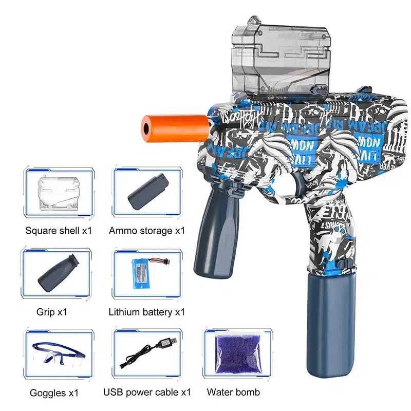 MP-9 Hopper Fed Electric Gel Ball Orbeez Gun-m416 gel blaster-blue-m416gelblaster