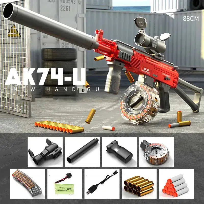 Handi AK74u Electric Auto Cartridge Shell Ejecting Nerf Blaster-m416gelblaster-red-m416gelblaster