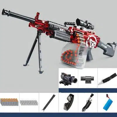 LH SAW M249 Electric Darts Blaster-foam blaster-Biu Blaster-red-USA-Biu Blaster