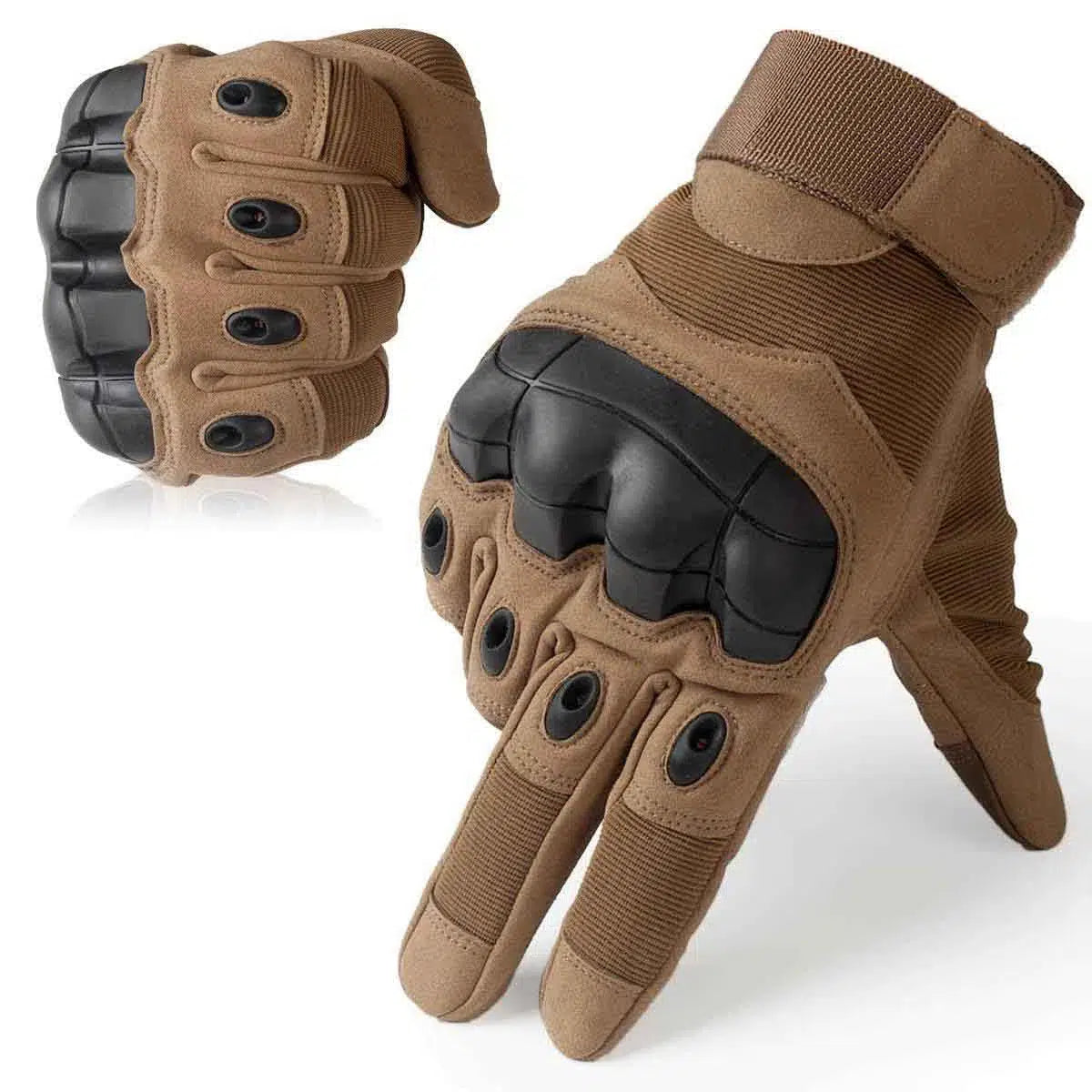 Military Rubber Hard Knuckle Full Finger Tactical Gloves-clothing-Biu Blaster-brown-M-Biu Blaster
