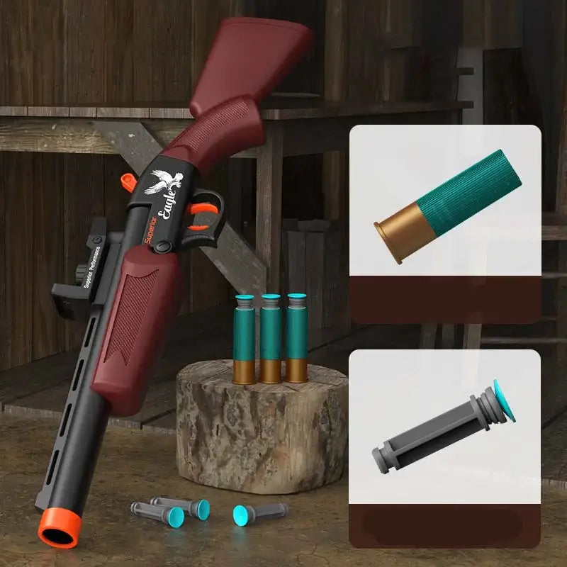 STG Break Action Manual Shell Ejecting Hunting Rifle Foam Dart Blaster-m416gelblaster-long-black brown-m416gelblaster
