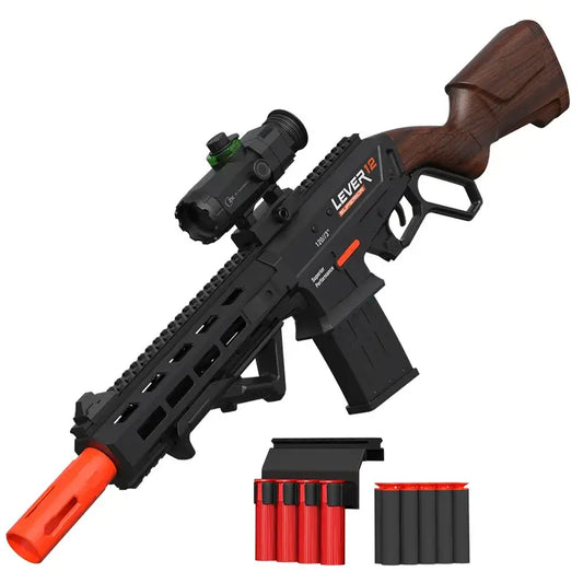 Lever12 Mag Fed Lever Action Nerf Shotgun Blaster with Shell Ejection