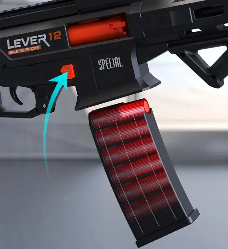 Lever12 Mag Fed Lever Action Nerf Shotgun Blaster with Shell Ejection