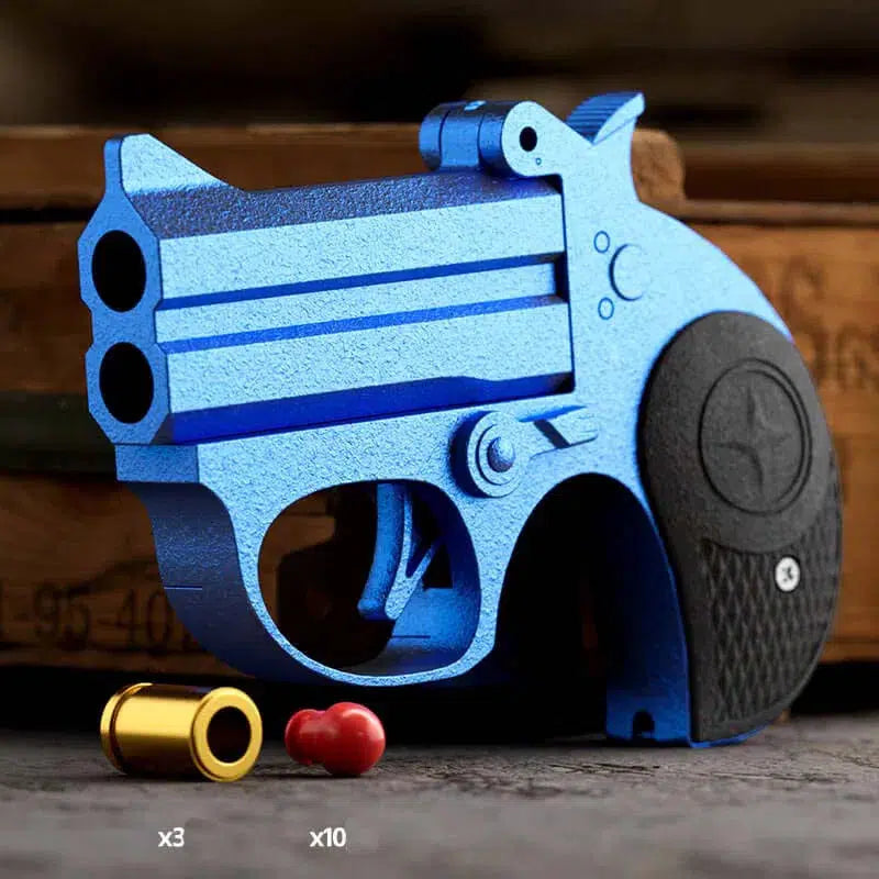 Double Barrel Metal Derringer Rubber Bullet Toy Gun-m416gelblaster-blue-m416gelblaster