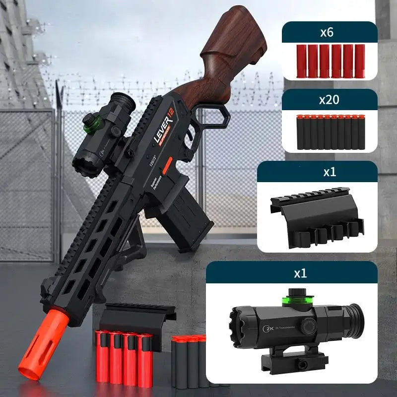 Lever12 Mag Fed Lever Action Nerf Shotgun Blaster with Shell Ejection