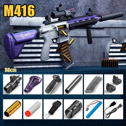Manual/Electric Shell Ejecting M416 Toy Gun Foam Blaster-m416gelblaster-electric purple 98cm-m416gelblaster