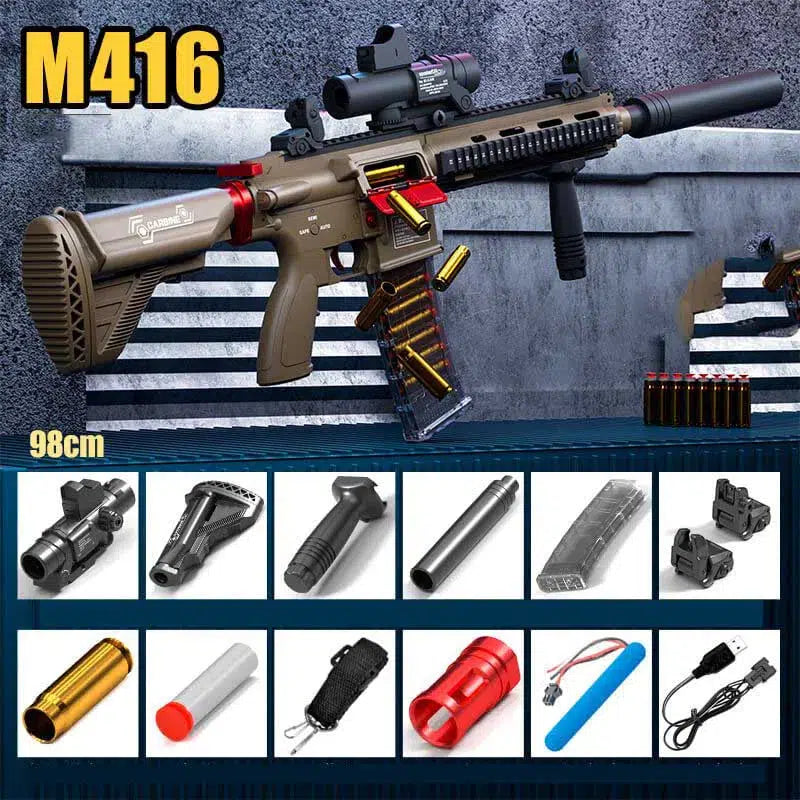 Manual/Electric Shell Ejecting M416 Toy Gun Foam Blaster-m416gelblaster-electric tan 98cm-m416gelblaster