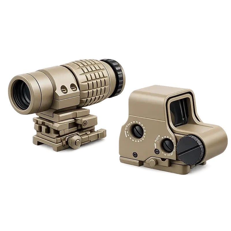 Plastic 558 Holographic Sight + 3x Flip Up Magnifier Optics Combo-m416gelblaster-tan-m416gelblaster