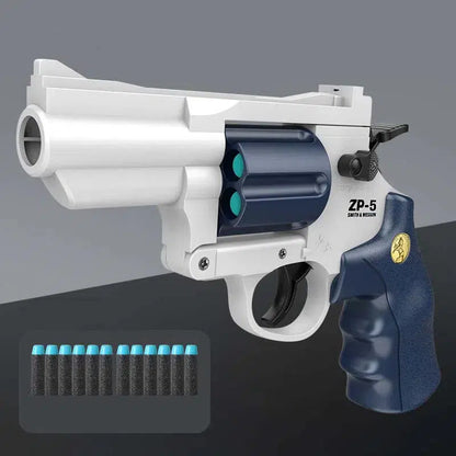 S&W ZP5 Manual Short Darts Revolver Nerf Gun-m416gelblaster-white blue-m416gelblaster
