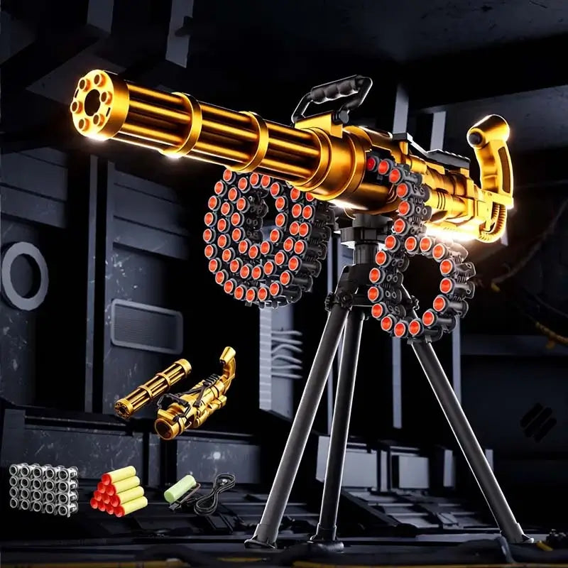 Electric Gold Gatling Nerf Gun with Rotating Belt-m416gelblaster-gold-m416gelblaster
