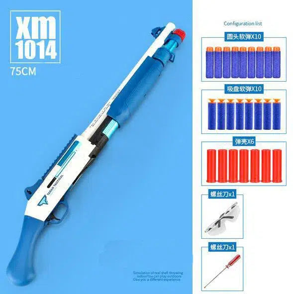Shell Ejecting Super Shorty XM1014 Dart Blaster-foam blaster-Biu Blaster-blue-USA-Biu Blaster
