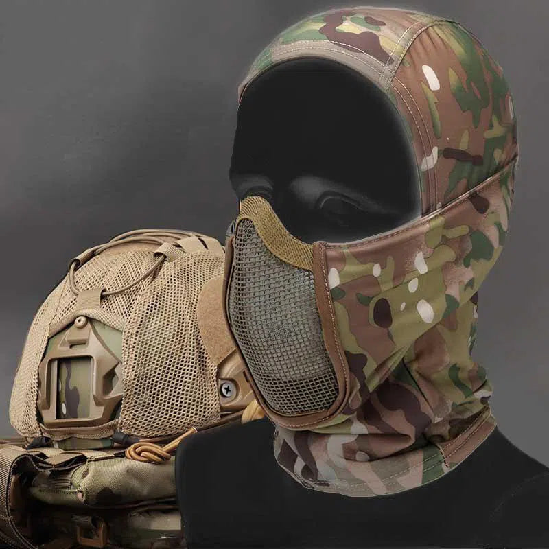 Steel Mesh Breathable Fan Tactical Headgear CS High Elastic Fabric Breathable Perspiration Camouflage-Biu Blaster-Uenel