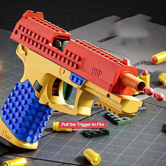 USP DIY Building Block Shell-Ejecting Toy Gun Soft Bullet Pistol-m416gelblaster-m416gelblaster