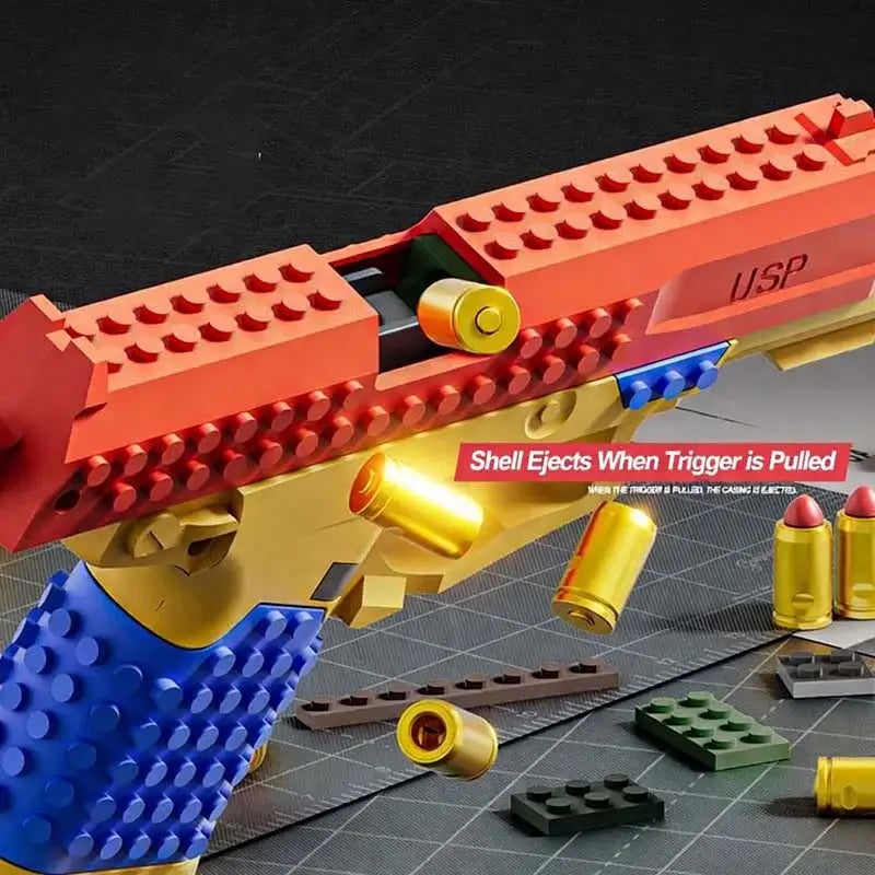 USP DIY Building Block Shell-Ejecting Toy Gun Soft Bullet Pistol-m416gelblaster-m416gelblaster