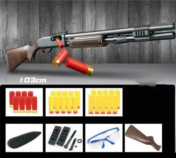 ZS M870 Manual Pump Action Dart Blaster with Shell Ejection-foam blaster-m416 gel blaster-black-m416gelblaster